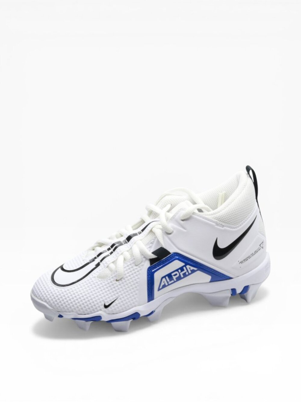 Nike Alpha Menace 3 Shark Kids' Football Cleats, White/Black, 4 Big Kid